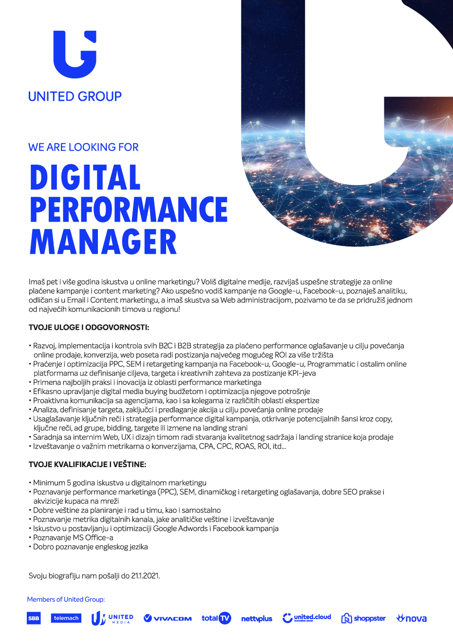 Digital Performance Manager Job Description